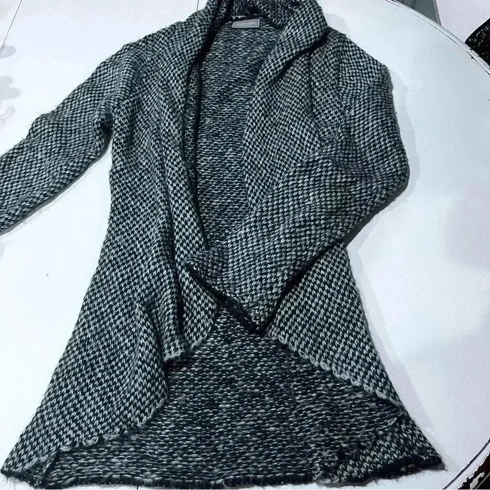 Wooden Ships Dylan‎ Open Shawl Collar Cardigan Mohair Wool Blend Grey Taupe S/M
